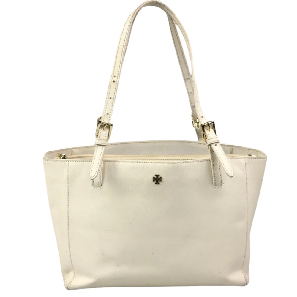 TORY BURCH Bag Handbag HSP002 11 14 White Leather Authentic